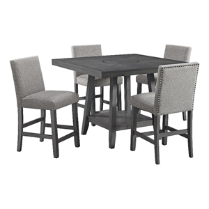 Pemberly Row Transitional 5PC Counter Height Dining Set in Gray