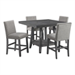 Pemberly Row Transitional 5PC Counter Height Dining Set in Gray