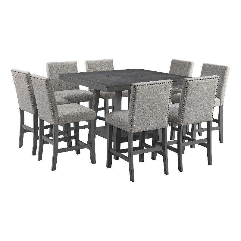 Pemberly Row Transitional 9PC Counter Height Dining Set in Gray