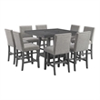 Pemberly Row Transitional 9PC Counter Height Dining Set in Gray