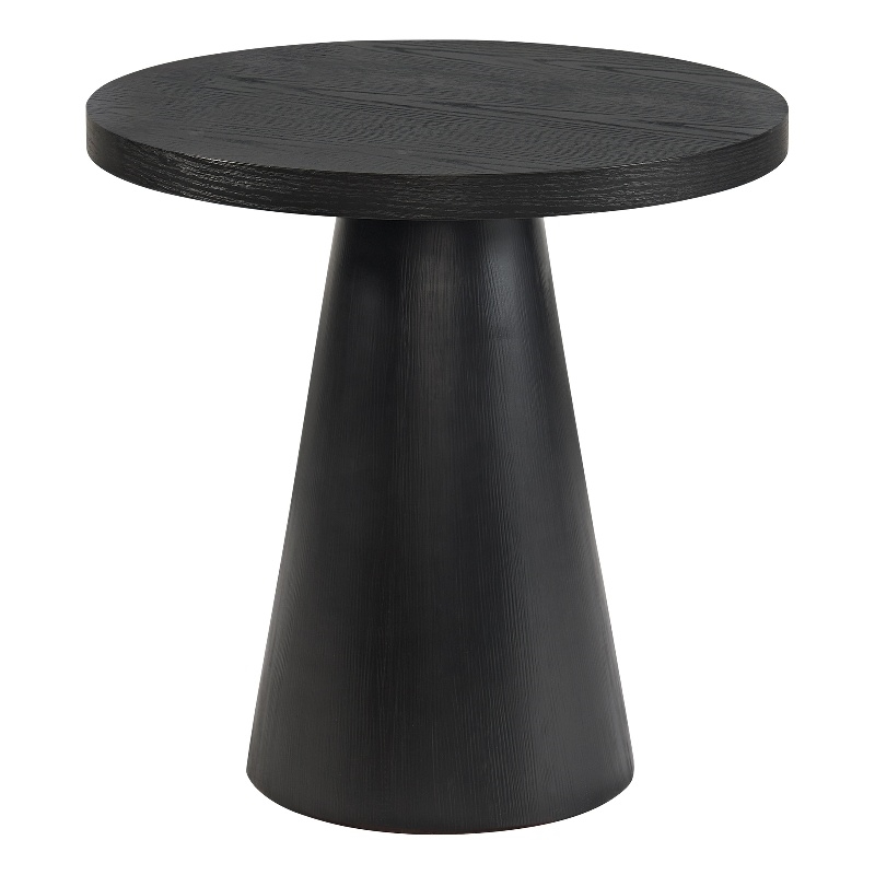 Pemberly Row Contemporary Canal End Table with Pedestal Base in Black