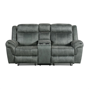 Pemberly Row Traditional Motion Loveseat with Console in FB367 Charcoal