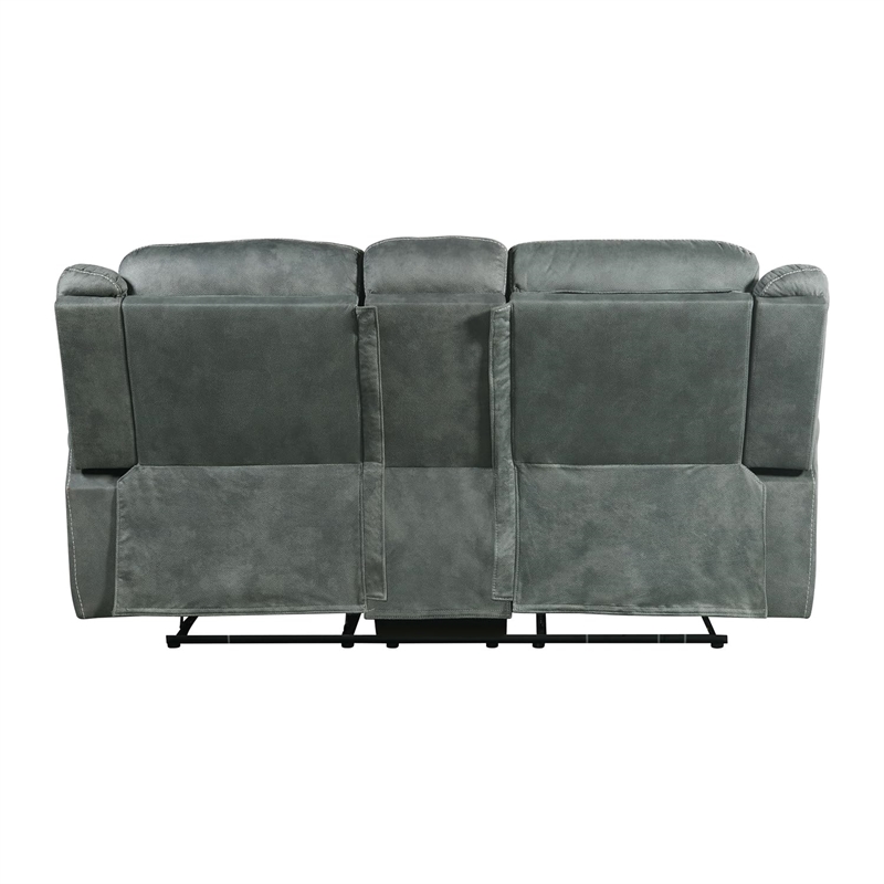 Pemberly Row Traditional Motion Loveseat with Console in FB367 Charcoal