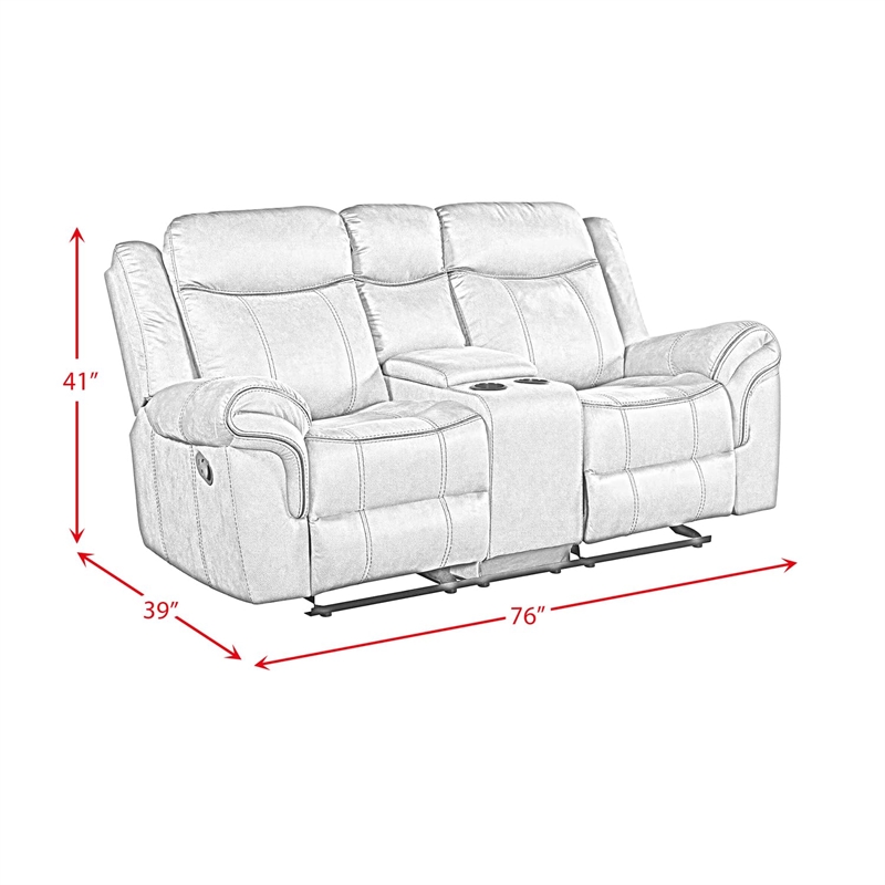 Pemberly Row Traditional Motion Loveseat with Console in FB367 Charcoal