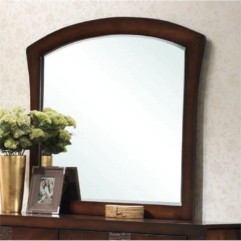 Pemberly Row Arched Engineered Wood Bedroom Mirror in Espresso