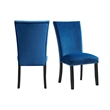 Pemberly Row 5PC Dining Set- Table & Four Blue Velvet Chairs
