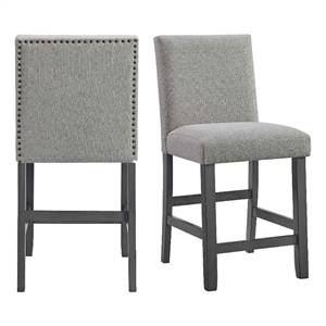 Pemberly Row Counter Side Set Chair with Gray Fabric in Gray