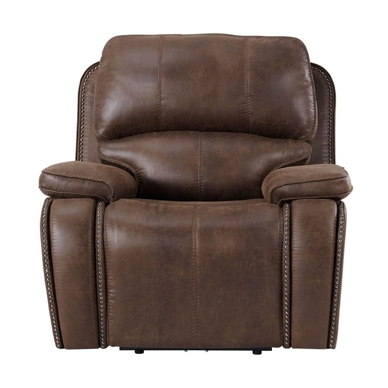 Pemberly Row Power Motion Recliner-Power Head Recliner-Brown