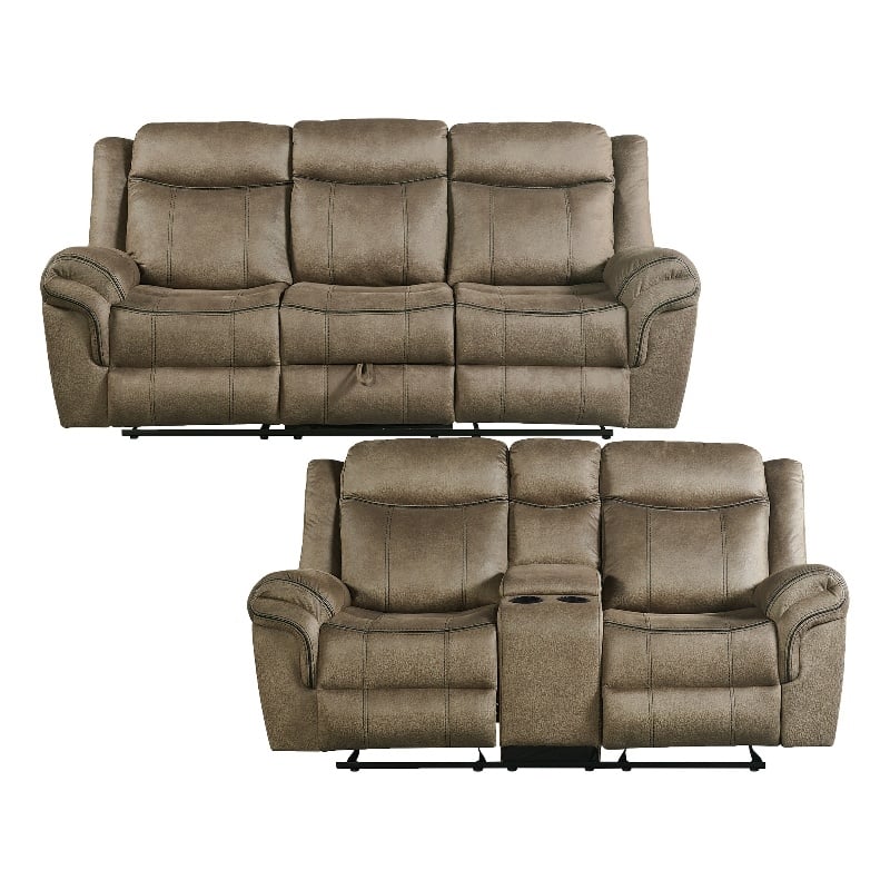 Pemberly Row 2PC Living Room Set in T101 Brown-Sofa & Loveseat
