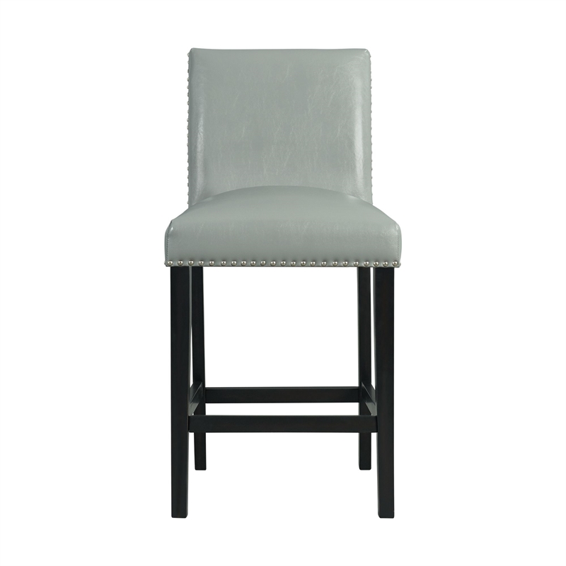 Pemberly Row Faux Leather Counter Height Side Chair Set in Gray