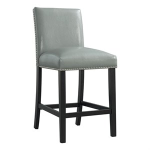 Pemberly Row Faux Leather Counter Height Side Chair Set in Gray
