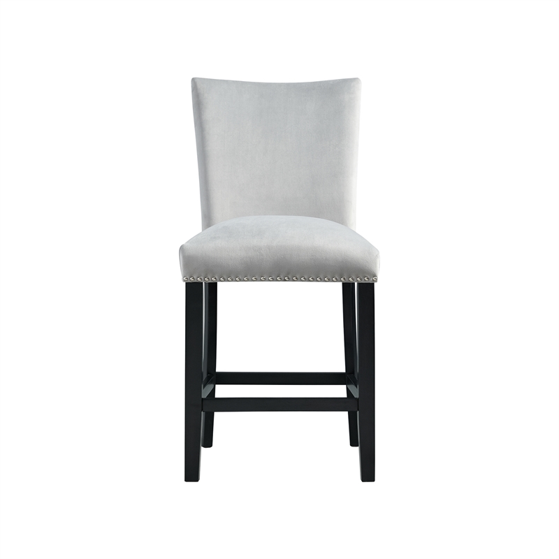 Pemberly Row White Marble 5PC Counter Height Dining Set with Gray Chairs