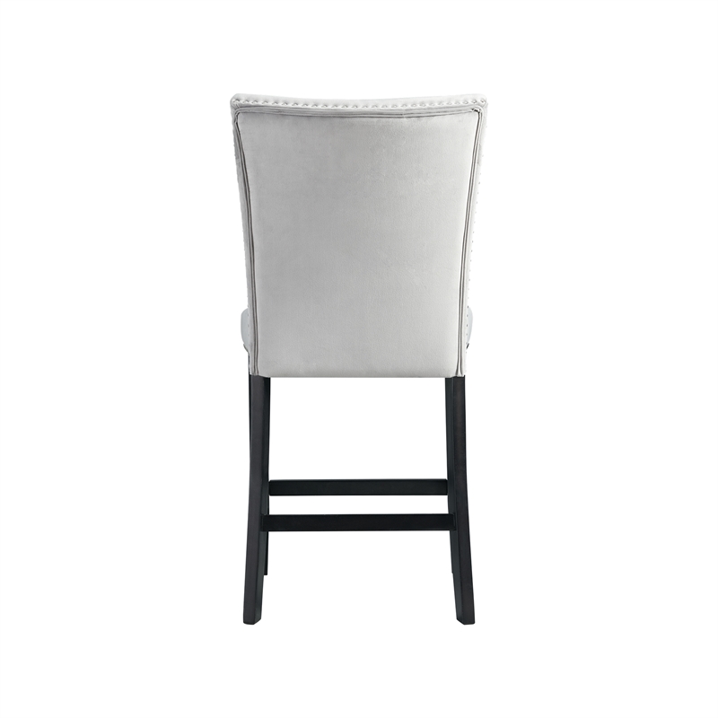 Pemberly Row White Marble 5PC Counter Height Dining Set with Gray Chairs