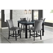 Pemberly Row 5PC Counter Height Dining Table Set with 4 Gray Velvet Chairs
