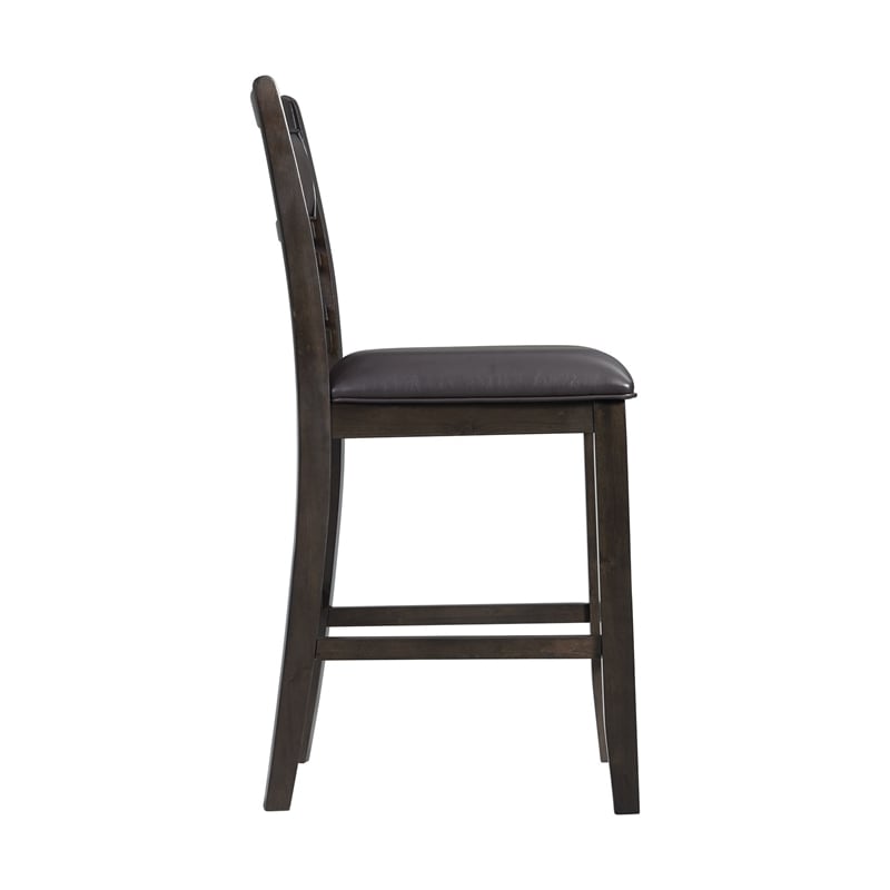 Pemberly Row Counter Height 5PC Dining table Set with 4 Faux Leather Side Chairs