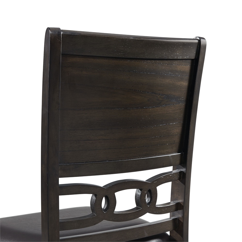 Pemberly Row Standard Height 5PC Dining Table Set w/ 4 Faux Leather Side Chairs
