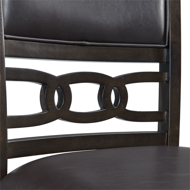 Pemberly Row Standard Height 5PC Dining Table Set w/ 4 Faux Leather Side Chairs