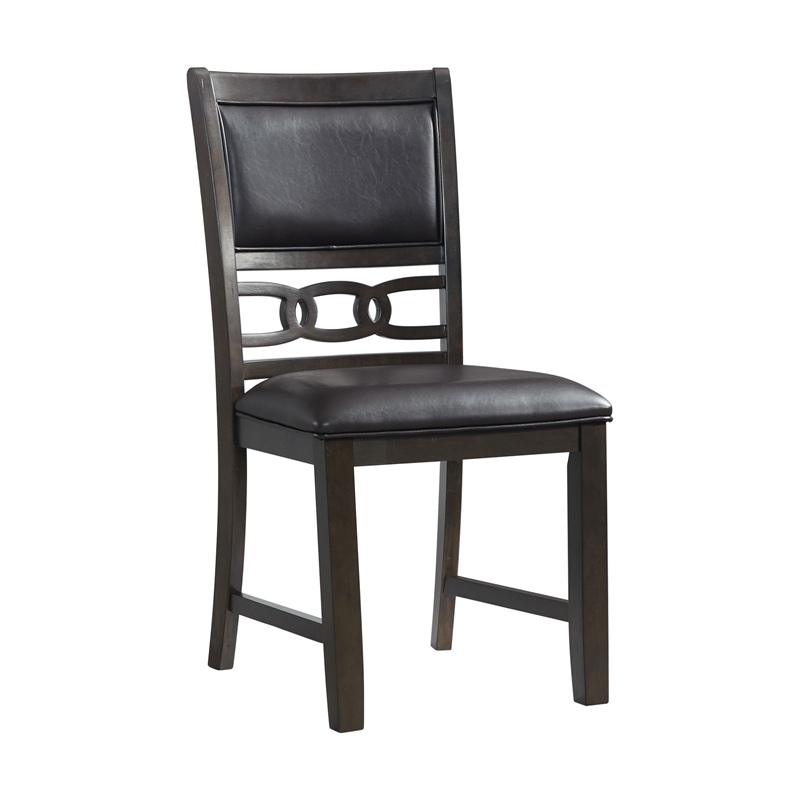Pemberly Row Standard Height 5PC Dining Table Set w/ 4 Faux Leather Side Chairs