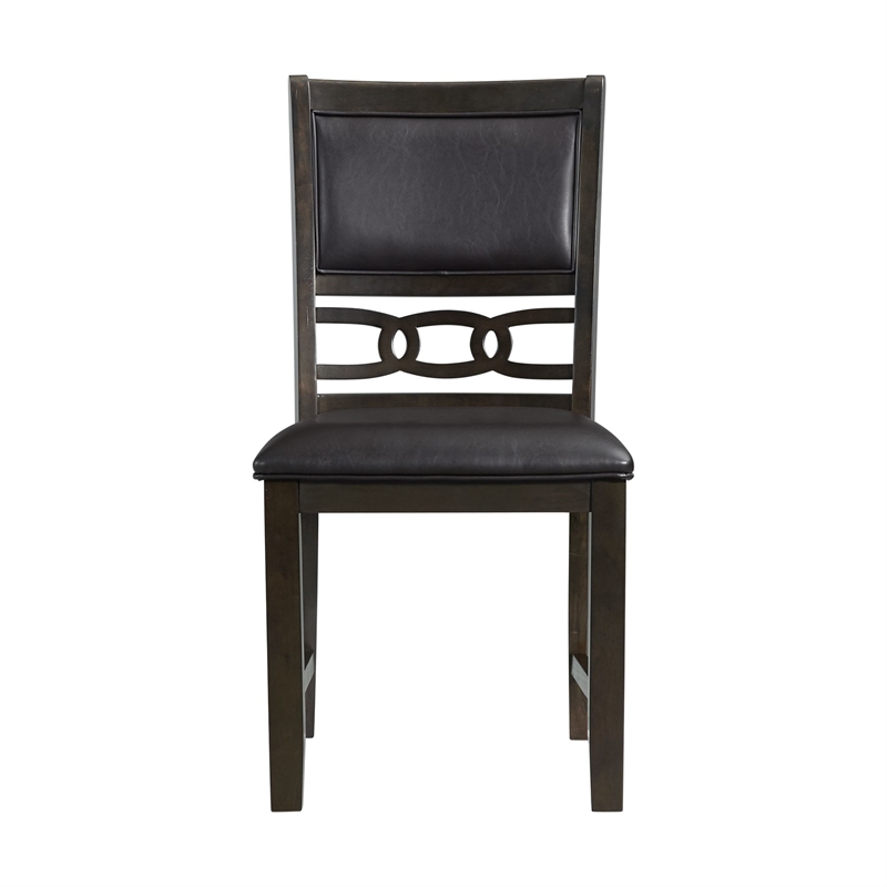 Pemberly Row Standard Height 5PC Dining Table Set w/ 4 Faux Leather Side Chairs