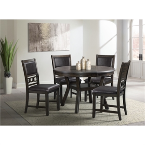 Pemberly Row Standard Height 5PC Dining Table Set w/ 4 Faux Leather Side Chairs