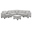 Pemberly Row Modern Convertible Velvet Sectional Sofa with Ottoman&Console Gray