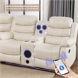 Pemberly Row Faux Leather Living Room Set Modern Reclining Sectional Sofa White