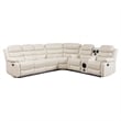Pemberly Row Faux Leather Living Room Set Modern Reclining Sectional Sofa White