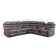 Pemberly Row Faux Leather Living Room Set Modern Reclining Sectional Sofa Gray
