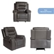 Pemberly Row PU Leather Manual Recliner Sofa Set 3 Pieces Living Room Set Gray