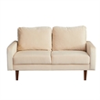 Pemberly Row Velvet Loveseat Modern Sofa with Wooden Legs-Beige