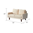 Pemberly Row Velvet Loveseat Modern Sofa with Wooden Legs-Beige