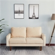 Pemberly Row Velvet Loveseat Modern Sofa with Wooden Legs-Beige