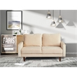 Pemberly Row Velvet Loveseat Modern Sofa with Wooden Legs-Beige