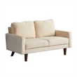 Pemberly Row Velvet Loveseat Modern Sofa with Wooden Legs-Beige