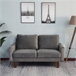 Pemberly Row Velvet Loveseat Modern Sofa with Wooden Legs-Grey