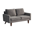 Pemberly Row Velvet Loveseat Modern Sofa with Wooden Legs-Grey