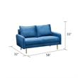 Pemberly Row Velvet Loveseat Modern Sofa with Metal Legs for Living Room-Blue