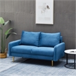 Pemberly Row Velvet Loveseat Modern Sofa with Metal Legs for Living Room-Blue