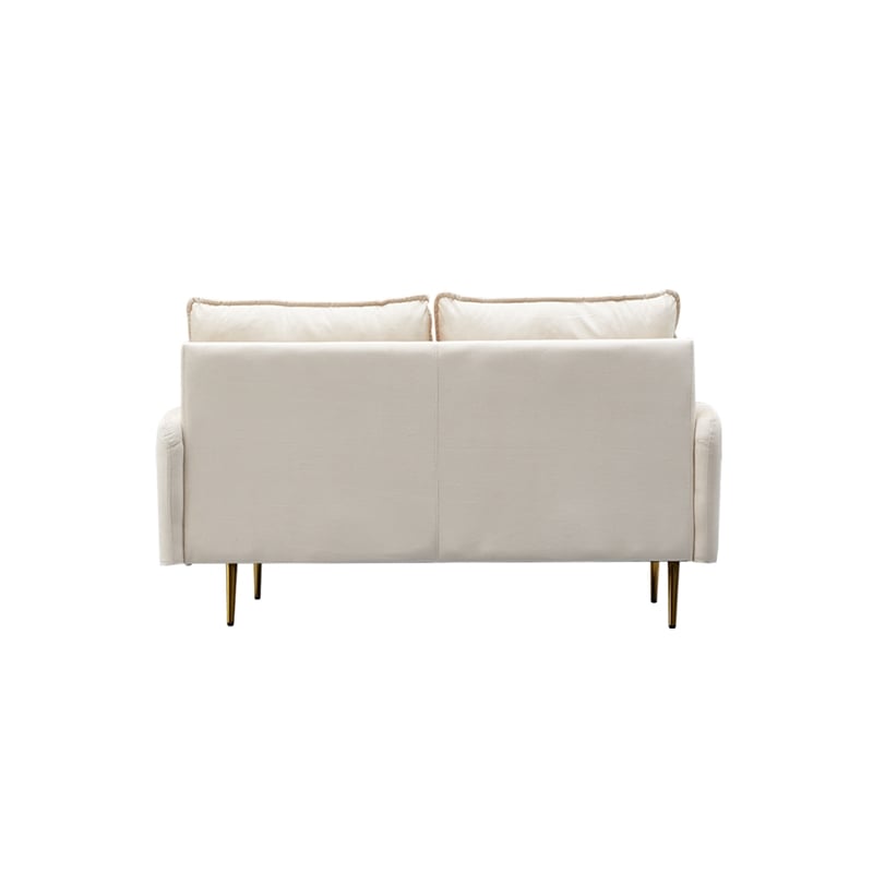 Pemberly Row Velvet Loveseat Modern Sofa with Metal Legs for Living Room-Beige