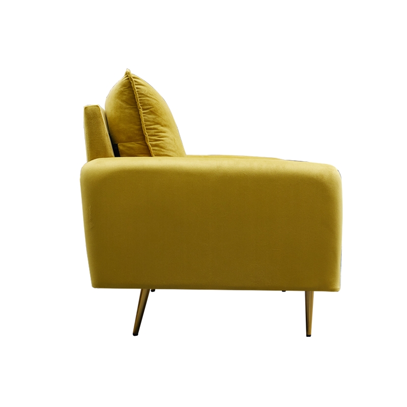 Pemberly Row Velvet Sofa Modern Couch with Metal Legs for Living Room-Gold