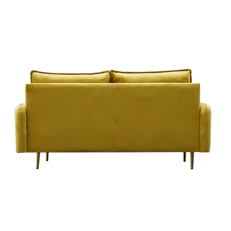 Pemberly Row Velvet Sofa Modern Couch with Metal Legs for Living Room-Gold