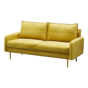 Pemberly Row Velvet Sofa Modern Couch with Metal Legs for Living Room-Gold