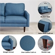 Pemberly Row Linen Sofa Couch with Wooden Legs for Living Room Office - Blue