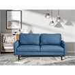 Pemberly Row Linen Sofa Couch with Wooden Legs for Living Room Office - Blue