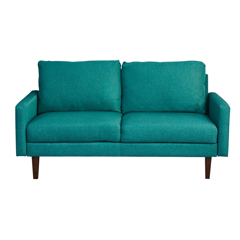 Pemberly Row Linen Sofa Couch with Wooden Legs for Living Room Office - Green