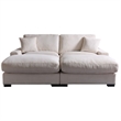 Pemberly Row Oversized Loveseat Sectional Sofa 2 Movable Ottomans Pillows Beige