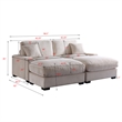 Pemberly Row Oversized Loveseat Sectional Sofa 2 Movable Ottomans Pillows Beige