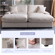 Pemberly Row Oversized Loveseat Sectional Sofa 2 Movable Ottomans Pillows Beige