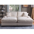 Pemberly Row Oversized Loveseat Sectional Sofa 2 Movable Ottomans Pillows Beige