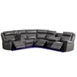Pemberly Row Power Reclining Sectional Sofa PU Leather L-Shaped Sofa -Grey